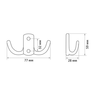 Крючок MARLOK 04.48.30 212-B, двухрожковый, цвет медь