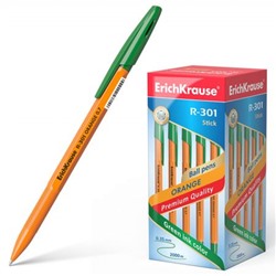 Ручка шариковая R-301 Stick.Оrange зеленая 0.7мм 43197 Erich Krause