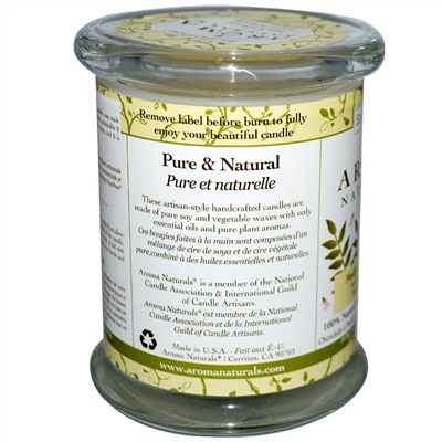 Aroma Naturals, Soy VegePure, полностью натуральная столовая свеча из масла соевых бобов, для медитаций, пачули и ладан, 260 г (8,8 унции)