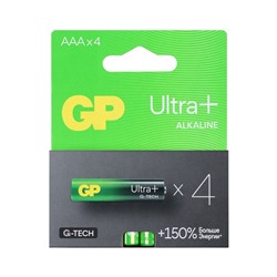 Батарейка алкалиновая GP Ultra Plus Alkaline G-tech, AAA, LR03-4BL, 1.5В, блистер, 4 шт.