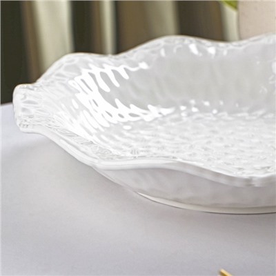 Тарелка десертная керамическая «Воздушность», 500 мл, d=23 см, цвет белый