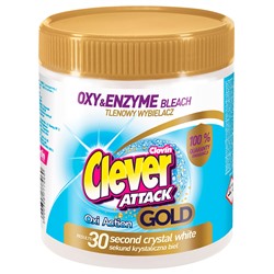 Отбеливатель Clever ATTACK GOLD Oxi Action CLOVIN для белых тканей 730г, 779767