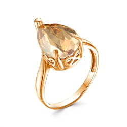 Кольцо из золочёного серебра с кристаллом премиум Австрия Золотая тень