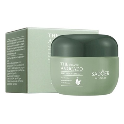 SADOER, Питательный крем для лица с экстрактом Авокадо The Organic Avocado Silky Hydrate Cream, 50 г