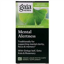 Gaia Herbs, DailyWellness, живость ума, 60 вегетарианских капсул