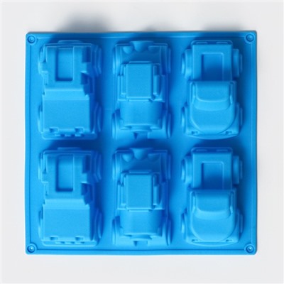 Форма для выпечки Доляна «Грузовик», силикон, 22×22 см, 6 ячеек (9,8×4,9 см), цвет МИКС