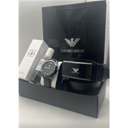 Подарочный набор для мужчины ремень, часы, духи + коробка #21134391