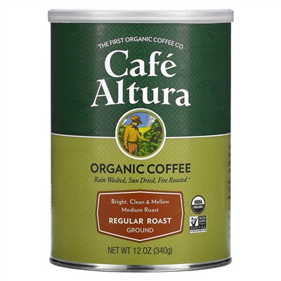 Cafe Altura, Organic Coffee, Regular Roast, Medium Roast, Ground, 12 oz (340 g)