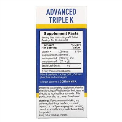 Superior Source, Advanced Triple K, 30 MicroLingual Instant Dissolve Tablets