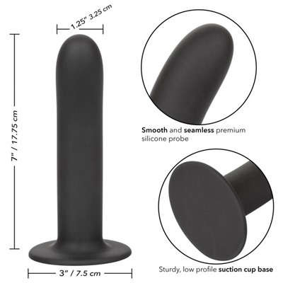 Черный силиконовый анальный стимулятор 7” Smooth Probe - 17,75 см.