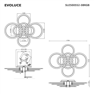 SLE500552-08RGB Светильник потолочный Белый/Белый LED 1*212W RGB 15W 3000-6000K