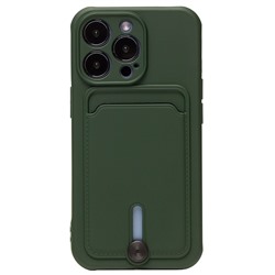 Чехол-накладка - SC304 с картхолдером для "Apple iPhone 13 Pro" (dark green) (208491)