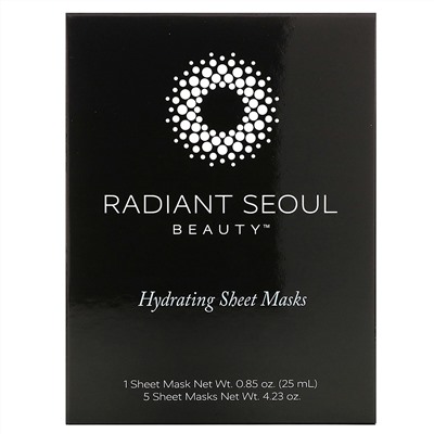 Radiant Seoul, увлажняющая тканевая маска, 5 шт. по 25 мл (0,85 унции)