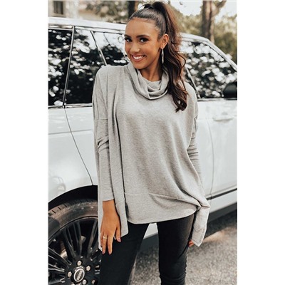 Gray Cowl Neck Shift Tunic Top