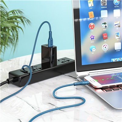 Кабель USB - micro USB Hoco X67 (silicone)   2,4A  (blue)