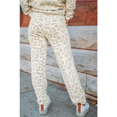 White Leopard Pullover and Drawstring Pants Lounge Set