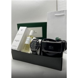 Подарочный набор для мужчины ремень, часы, духи + коробка #21134397