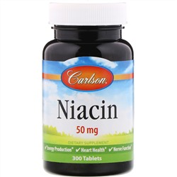 Carlson Labs, ниацин, 50 мг, 300 таблеток