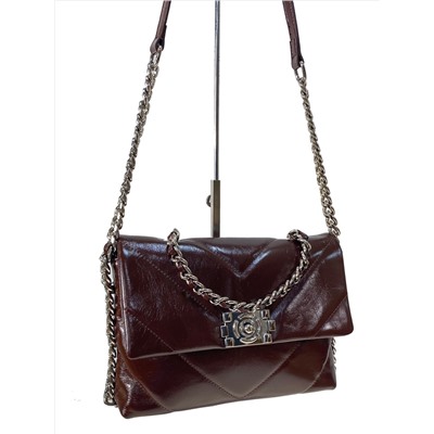 Женская сумка кросс-боди из натуральной кожи, цвет шоколад