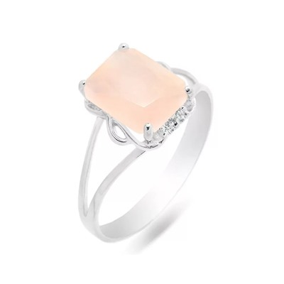 Кольцо из серебра розовый кварц, СПН02205