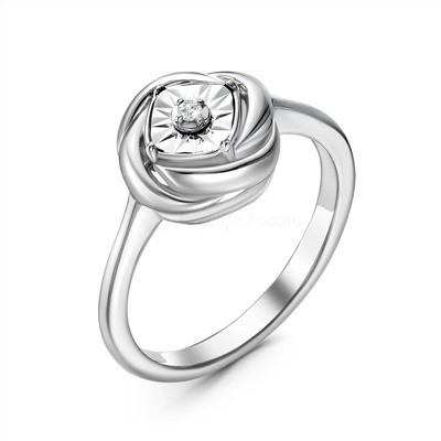 Кольцо из серебра с бриллиантом родированное 925 пробы SR02984I3