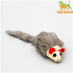 Игрушка для кошек "Серая мышь" с мордочкой из сизаля, 8 см
