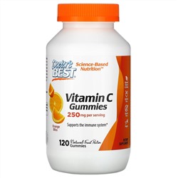 Doctor's Best, жевательные таблетки с витамином C, с апельсиновым вкусом, 250 мг, 120 жевательных таблеток