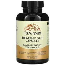 Terra Origin, Healthy Gut Capsules with Immunity Boost Vitamin C & D, 90 Capsules