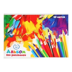 Альбом для рисования А5, 40 листов на скрепке "Карандаши", обложка мелованный картон, блок 100 г/м²