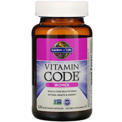 Garden of Life, Vitamin Code, мультивитамины из цельных продуктов для женщин, 120 вегетарианских капсул