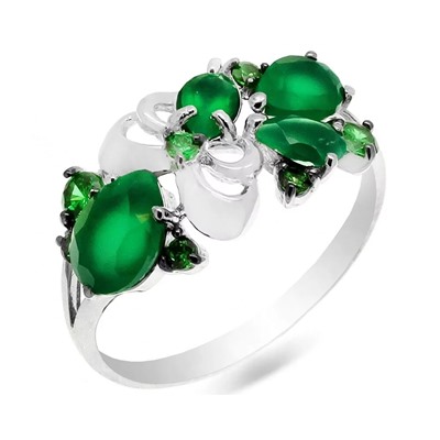 Кольцо из серебра зеленый агат, СЦ-1718
