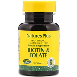 Nature's Plus, Биотин и фолиевая кислота, 30 таблеток