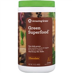 Amazing Grass, Green Superfood, шоколадный сухой напиток, с какао, 17 унций (480 г)