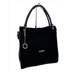 Женская сумка из натуральной замши и искусственной кожи, цвет черный
