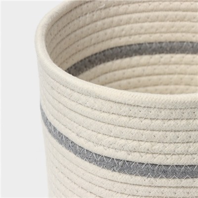 Корзина для хранения плетёная ручной работы LaDо́m «Дориан», хлопок, 18×18×15 см, цвет бело-серый