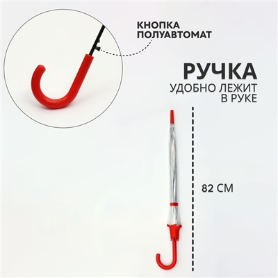 Зонт - трость полуавтоматический «Стиль», 8 спиц, R = 51/58 см, D = 116 см, цвет красный