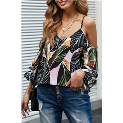 Palm Cold Shoulder Blouse