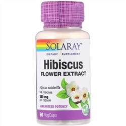 Solaray, Экстракт цветков гибискуса, 250 мг, 60 растительных капсул