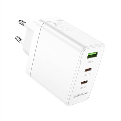 Адаптер Сетевой Borofone BN12 Manager PD 2Type-C/USB 65W (white)