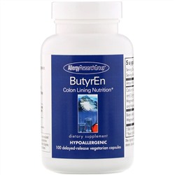 Allergy Research Group, ButyrEn, 100 вегетарианских капсул с отсроченным высвобождением