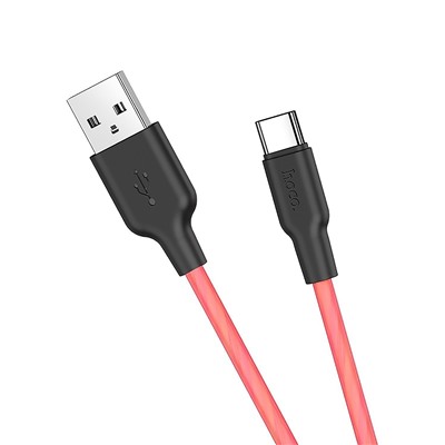 Кабель USB - Type-C Hoco X21 Plus Silicone  100см 3A  (black/red)