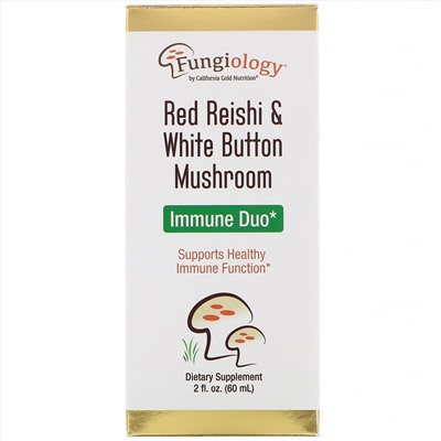 California Gold Nutrition, Fungiology, трутовик лакированный и шампиньон двуспоровый, Immune Duo, 2 жидких унции (60 мл)