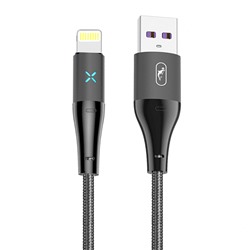 Кабель USB - Apple lightning SKYDOLPHIN S49L (текстиль)  100см 3A  (black)