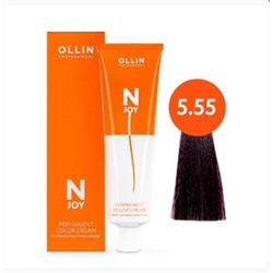 OLLIN "N-JOY" 5/55 – светлый шатен интенсивно-махагоновый, перманентная крем-краска для волос 100мл