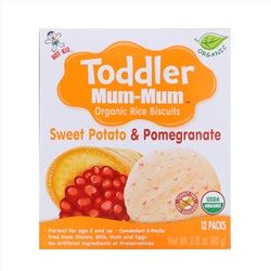 Hot Kid, Печенье с органическим рисом Toddler Mum-Mum, батат и гранат, 12 упаковок, 60 г