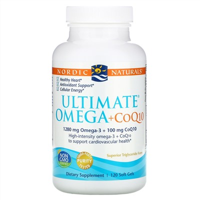 Nordic Naturals, Ultimate Omega + CoQ10, 1000 мг, 120 мягких желатиновых капсул