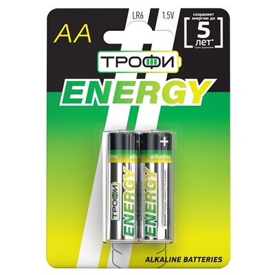 Батарейка AA Трофи LR6 ENERGY Alkaline (2-BL) (20/360)