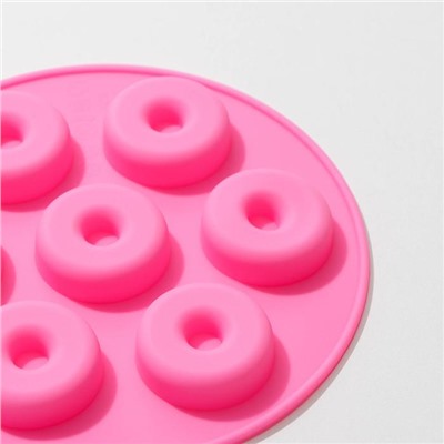 Форма для украшений Доляна «Пончики», силикон, 15,5×1,3 см, 7 ячеек, цвет МИКС