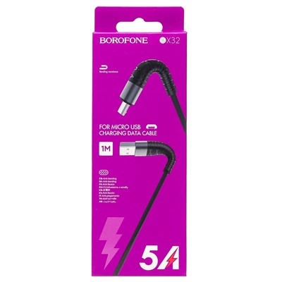 Кабель USB - micro USB Borofone BX32 Munificent  100см 2,4A  (black)