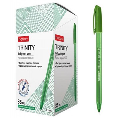 Ручка шариковая масляная "TRINITY" зеленая 0.5мм (085302) Хатбер